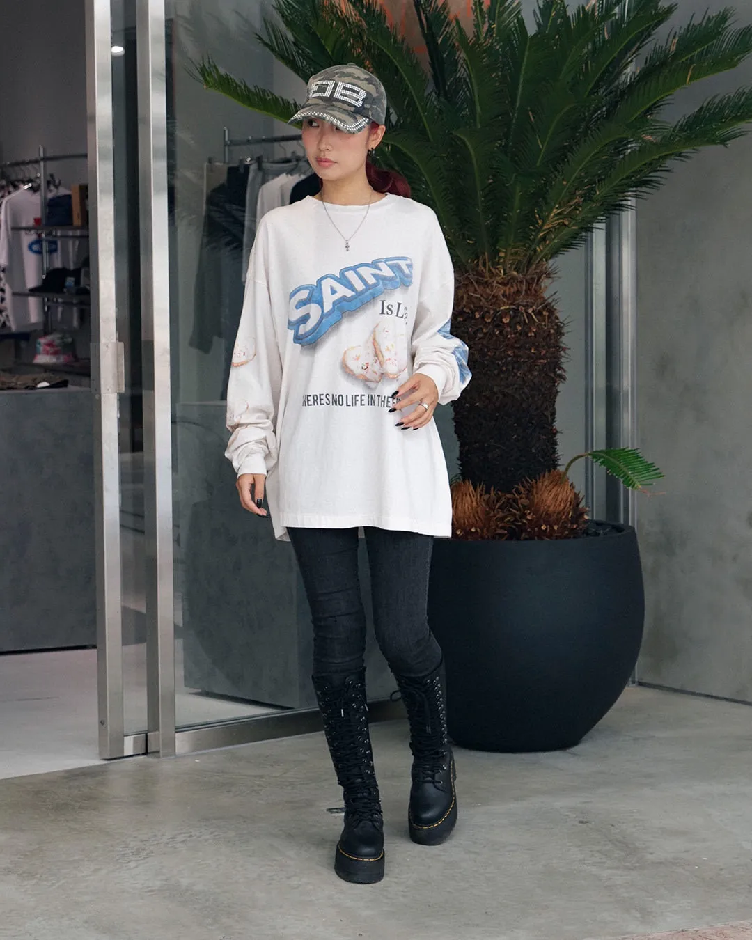 SAINT Mxxxxxx HEART COOKIES L/S TEE/WHT Love Oreo printed long sleeves Off-white S-XL Customized co-branded main mark/wash mark Correct version Ready-made garments washed and distressed VINTAGE feeling Top-notch printing technology Perfect restoration